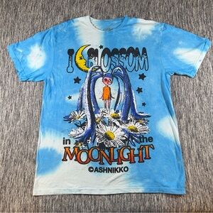 Ashnikko Moonlight Size Large Blue Tie-Dye T-Shirt Sleeve Tee Music Spencers